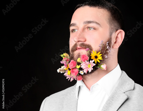 Handsome man with beard of ...