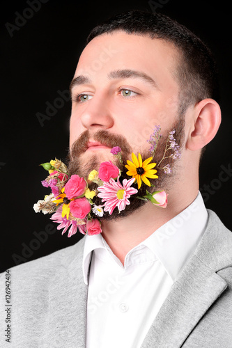 Handsome man with beard of ...