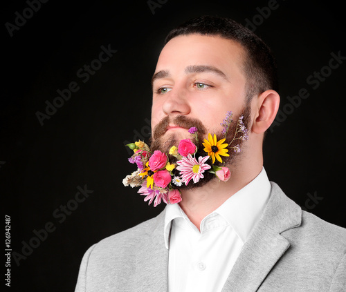 Handsome man with beard of ...