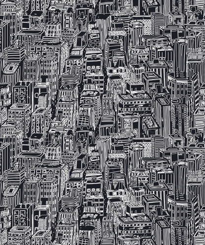 Hand drawn seamless pattern with big city New York. Vector vintage illustration with NYC architecture, skyscrapers, megapolis, buildings, downtown.