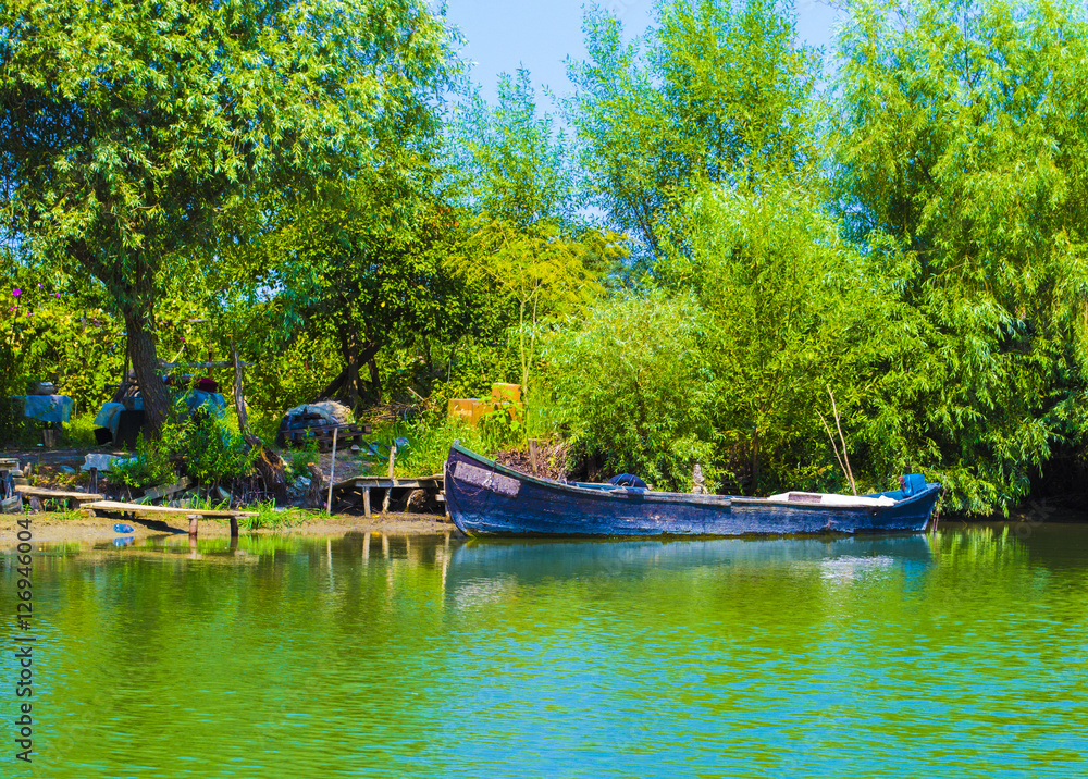 landscape with  boat