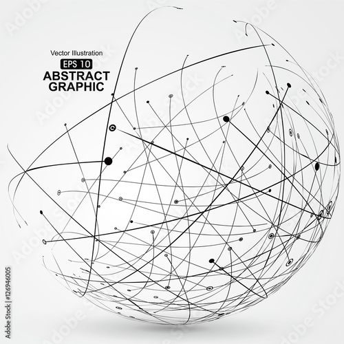 Point and curve constructed the sphere wireframe, technological sense abstract illustration.