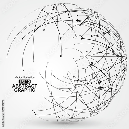 Point and curve constructed the sphere wireframe, technological sense abstract illustration.