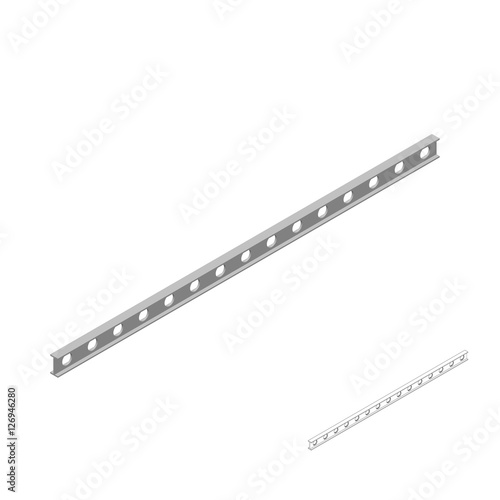 3d metal beam. 3d isometric style.Vector illustration.