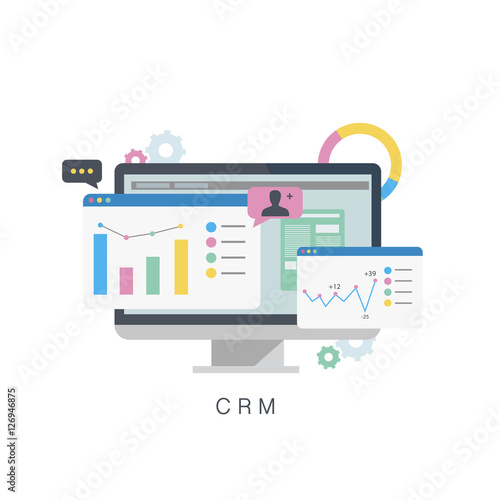 CRM. Customer relationship management.Flat vector illustration