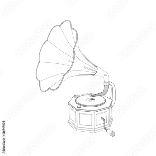 Gramophone.Isolated on whit...