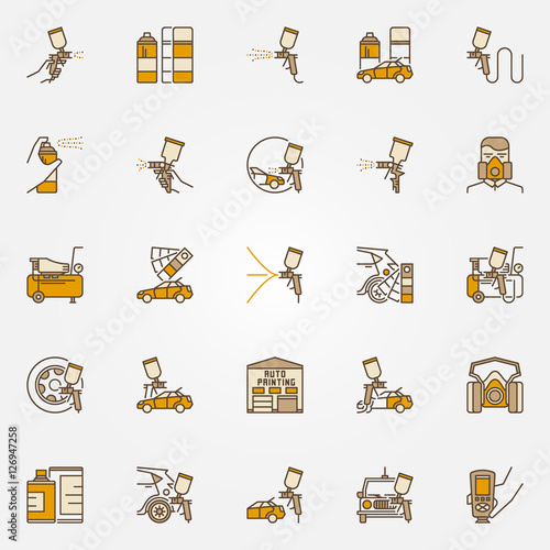 Car painting colorful icons