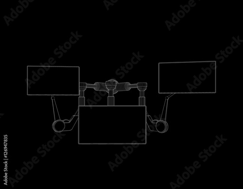 Robotic arm monitor set.Vec...