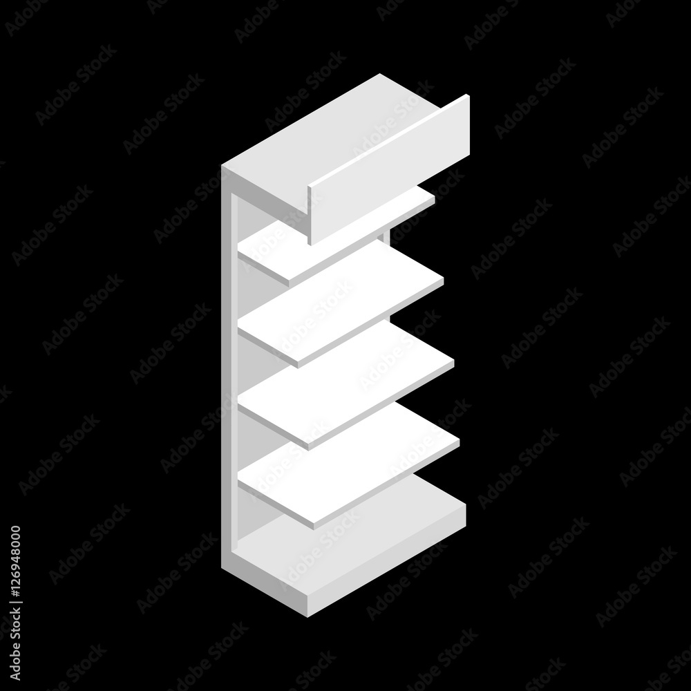 Empty showcase. Isolated on black background. Isometric view. Empty showcase. Isolated on black background. Isometric view.