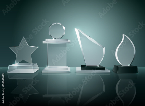 Glass Trophies Background Reflection Realistic Image 