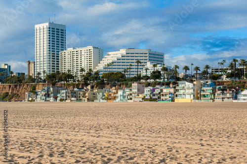 Houses on Santa Monica Beach, Los Angeles County, California, USA © allard1