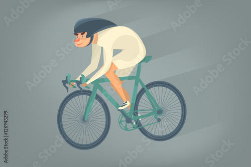 Cartoon Track Cycling male Cyclist Bicyclist Athlete Sportsman
