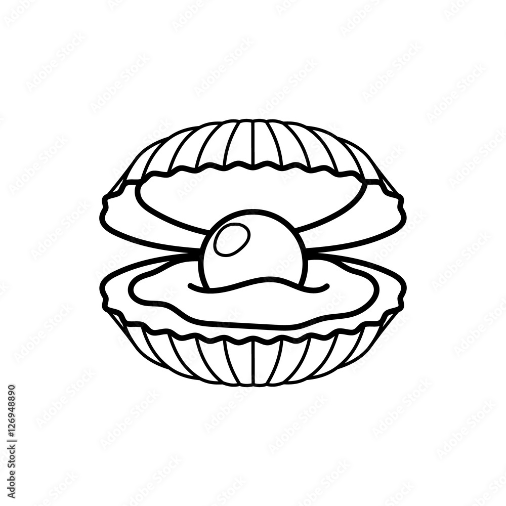 Black pearl in shell line gift icon. Vector illustration Black pearl in shell line gift icon. Vector illustration