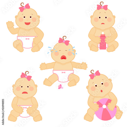 Small baby emotions vector illustration