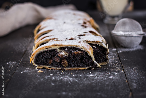 Photography strudel on black background