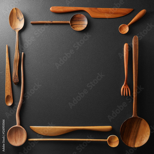 frame of wooden kitchen utensil photo