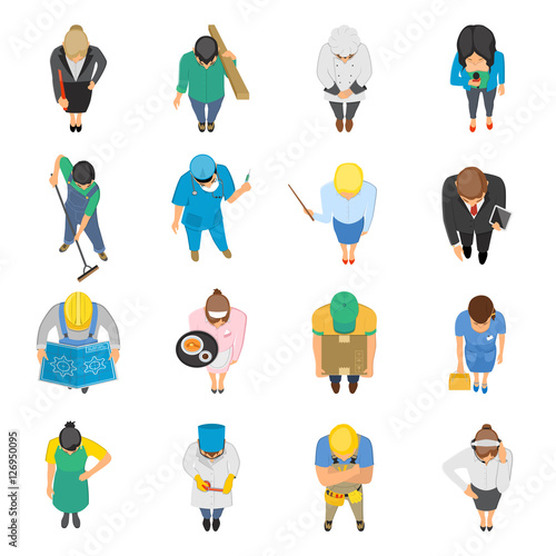 Professions Top View Colored Icons Set