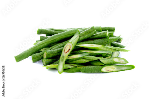 green long bean slice Isolated on white background