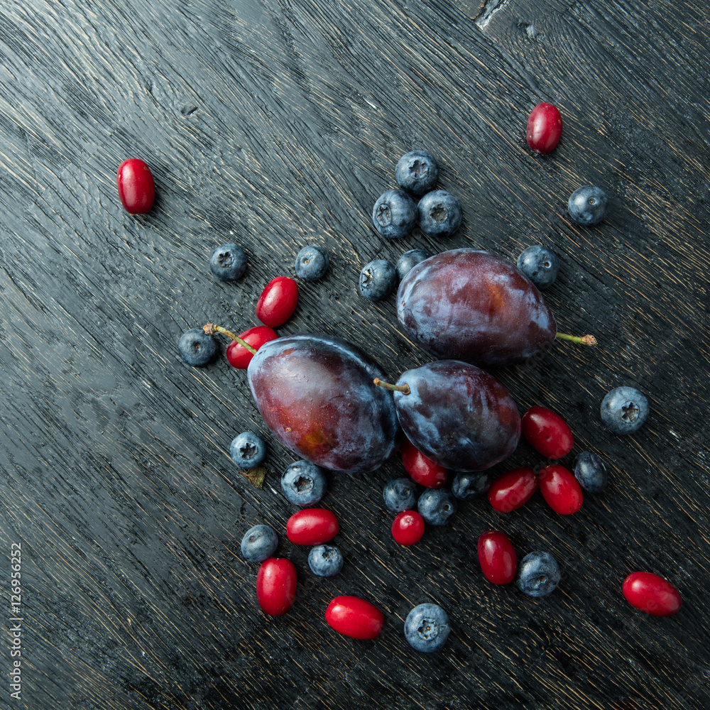 Blueberry, plum and dogwood