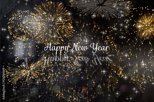 New Year Message on Firework Background Design