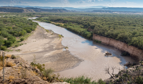Rio Grande River marking the border between Texas (left) and Mexico (right) 
