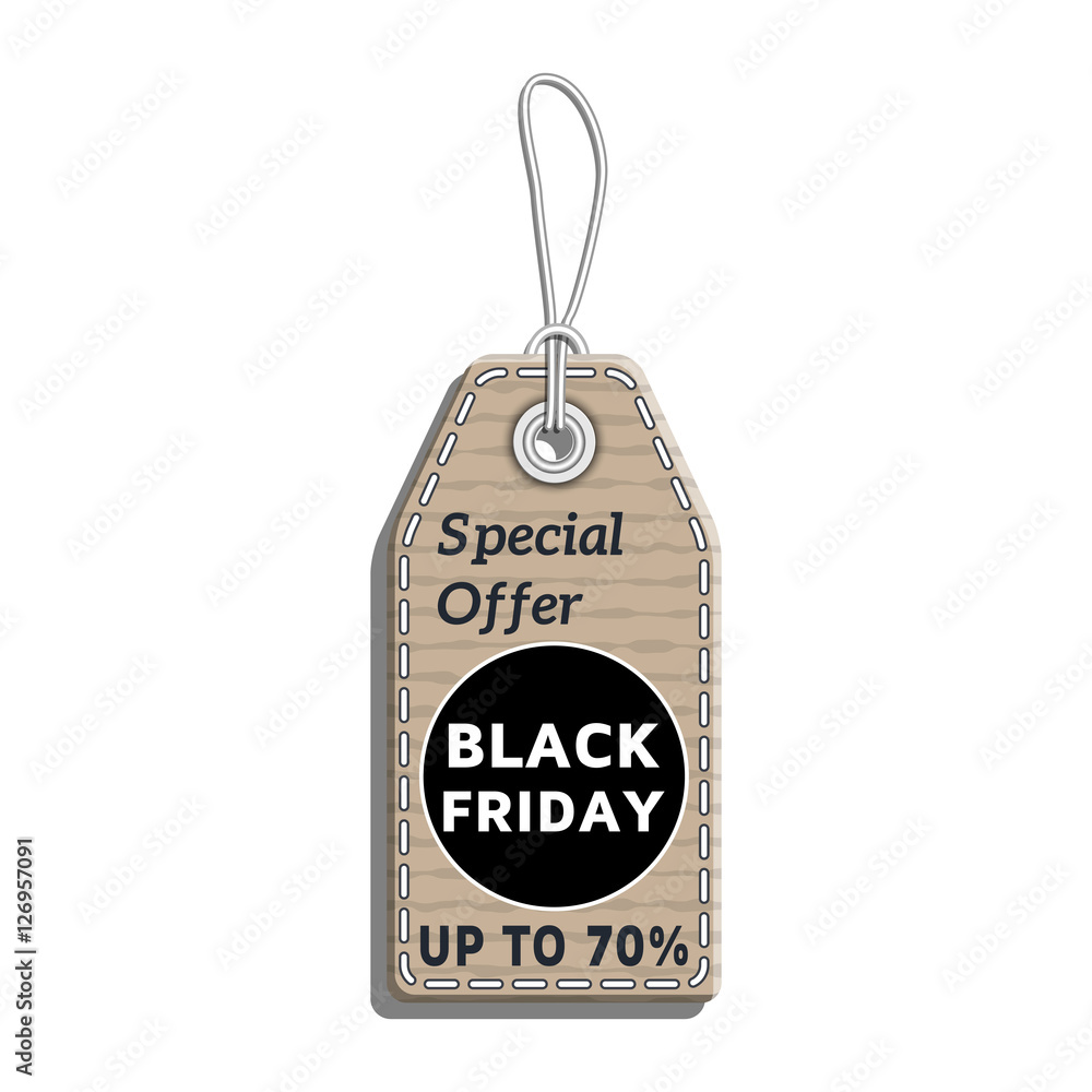 sale tag design on the theme of black friday sale, discount with cardboard texture.