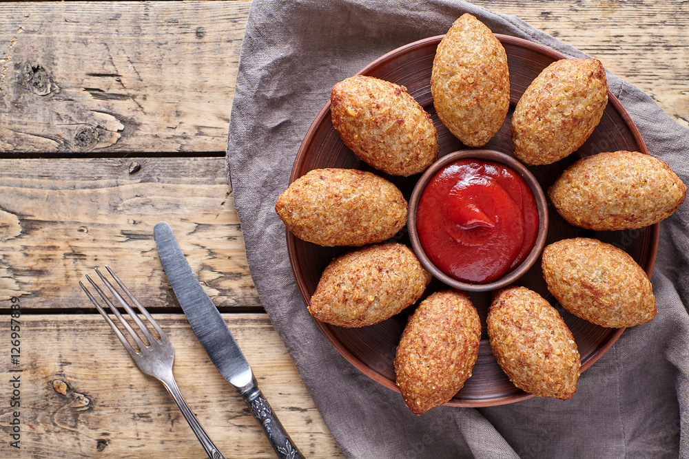 Kibbeh traditional middle eastern arabic lamb meat and bulgur kofta ...