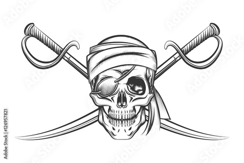 Pirate Skull and Two Crossing Swords
