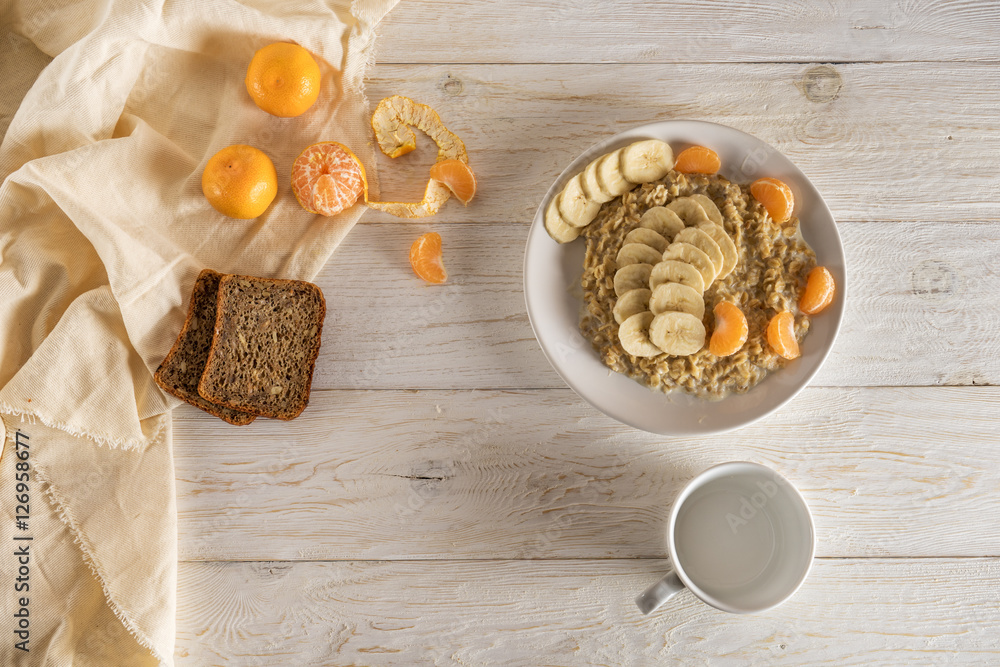 oatmeal with fruit for breakfast oatmeal with fruit for breakfast