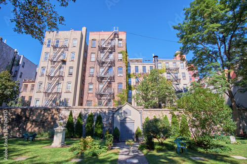 Photography Buildings surrounding the Marble Cemetery in Esat Village in New York City