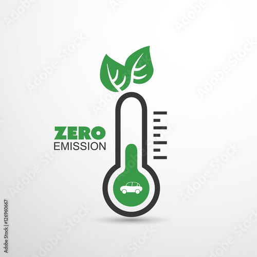 Zero Emission - Global Warming, Ecological Problems And Solutions - Thermometer Icon Design