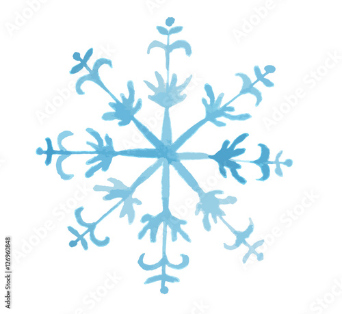 Isolated watercolor snowflake