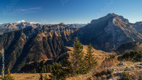 Bornes - Aravis Mountain range with the Mont Blanc in the back photo