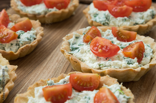 Tartlet with feta and veggies for lunch