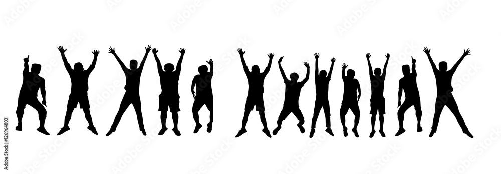 Silhouette of Success man jump with white background Silhouette of Success man jump with white background