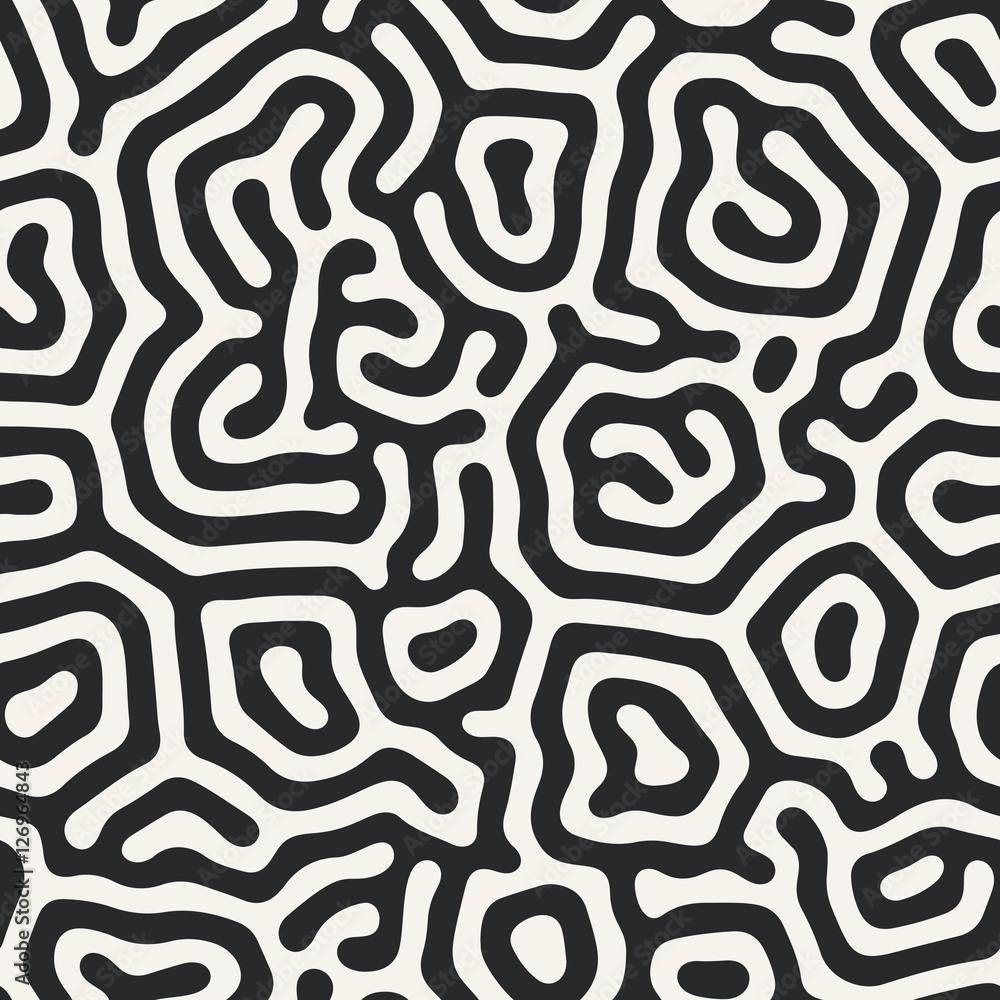 Diffusion reaction vector seamless pattern. Black and white organic shapes, lines pattern. Abstract Background illustration Diffusion reaction vector seamless pattern. Black and white organic shapes, lines pattern. Abstract Background illustration