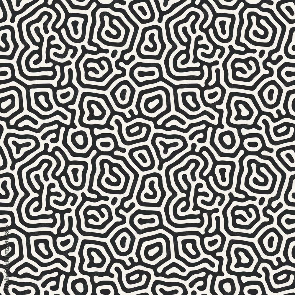 Diffusion reaction vector seamless pattern. Black and white organic shapes, lines pattern. Abstract Background illustration Diffusion reaction vector seamless pattern. Black and white organic shapes, lines pattern. Abstract Background illustration