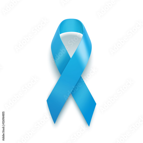 Realistic Blue Ribbon. World Prostate Cancer Day concept. Vector Illustration. Men healthcare concept. Awareness Ribbon