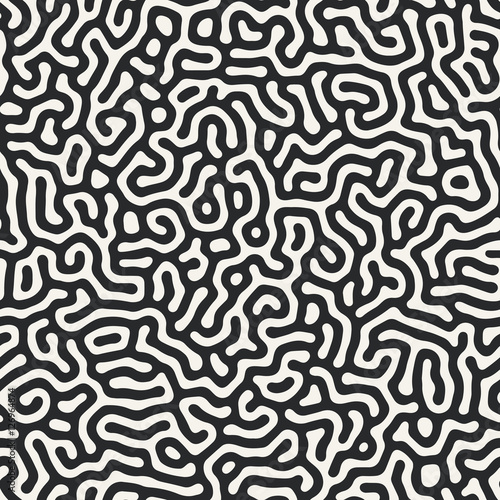 Diffusion reaction vector seamless pattern. Black and white organic shapes, lines pattern. Abstract Background illustration © sayid