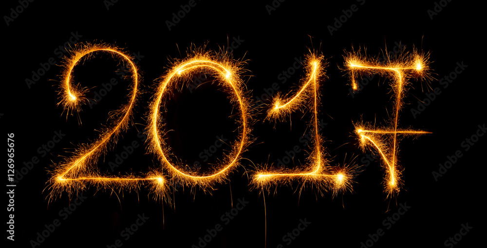 2017 with sparklers on black background 2017 with sparklers on black background