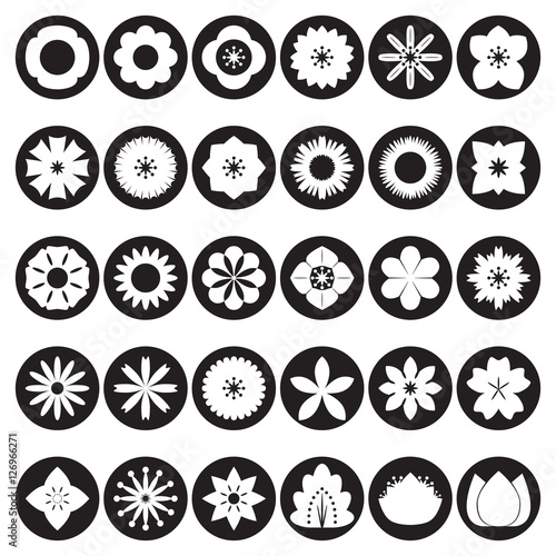 collection of flower icons, vector, flat icon on white background