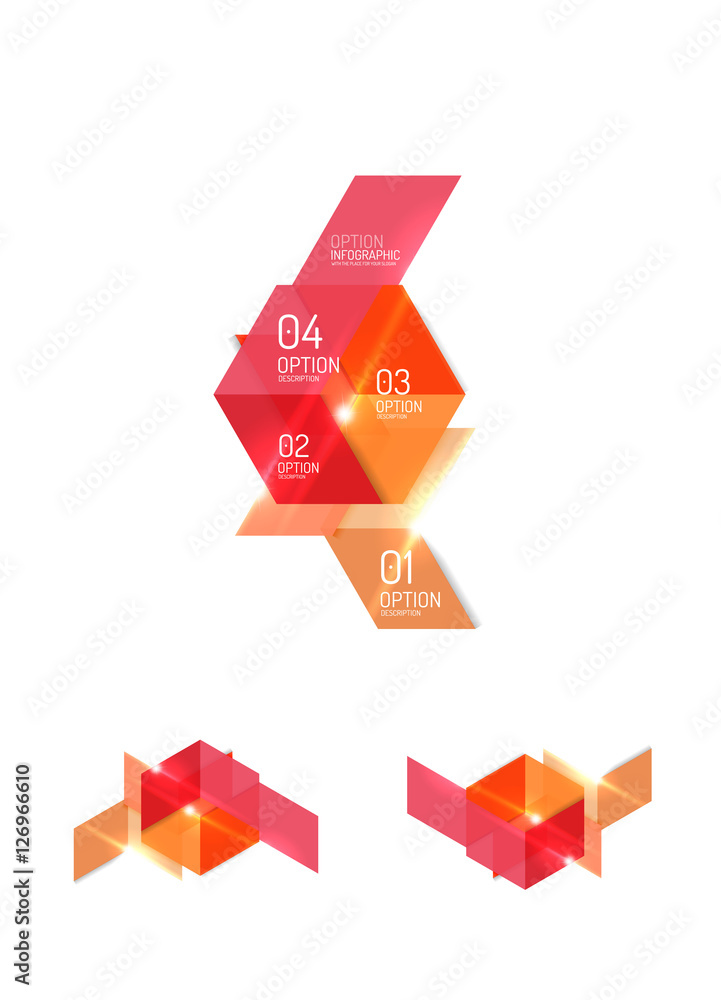 Set of abstract geometric paper graphic layouts