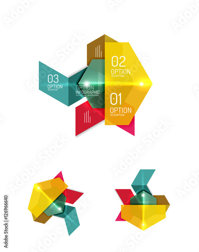 Set of abstract geometric paper graphic layouts