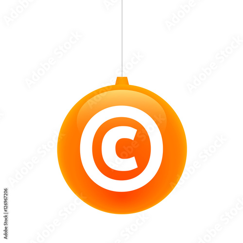 Isolated christmas ball with    the  copyright sign