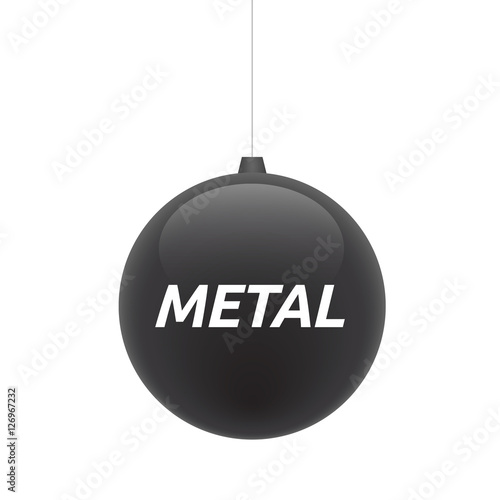 Isolated christmas ball with the text METAL