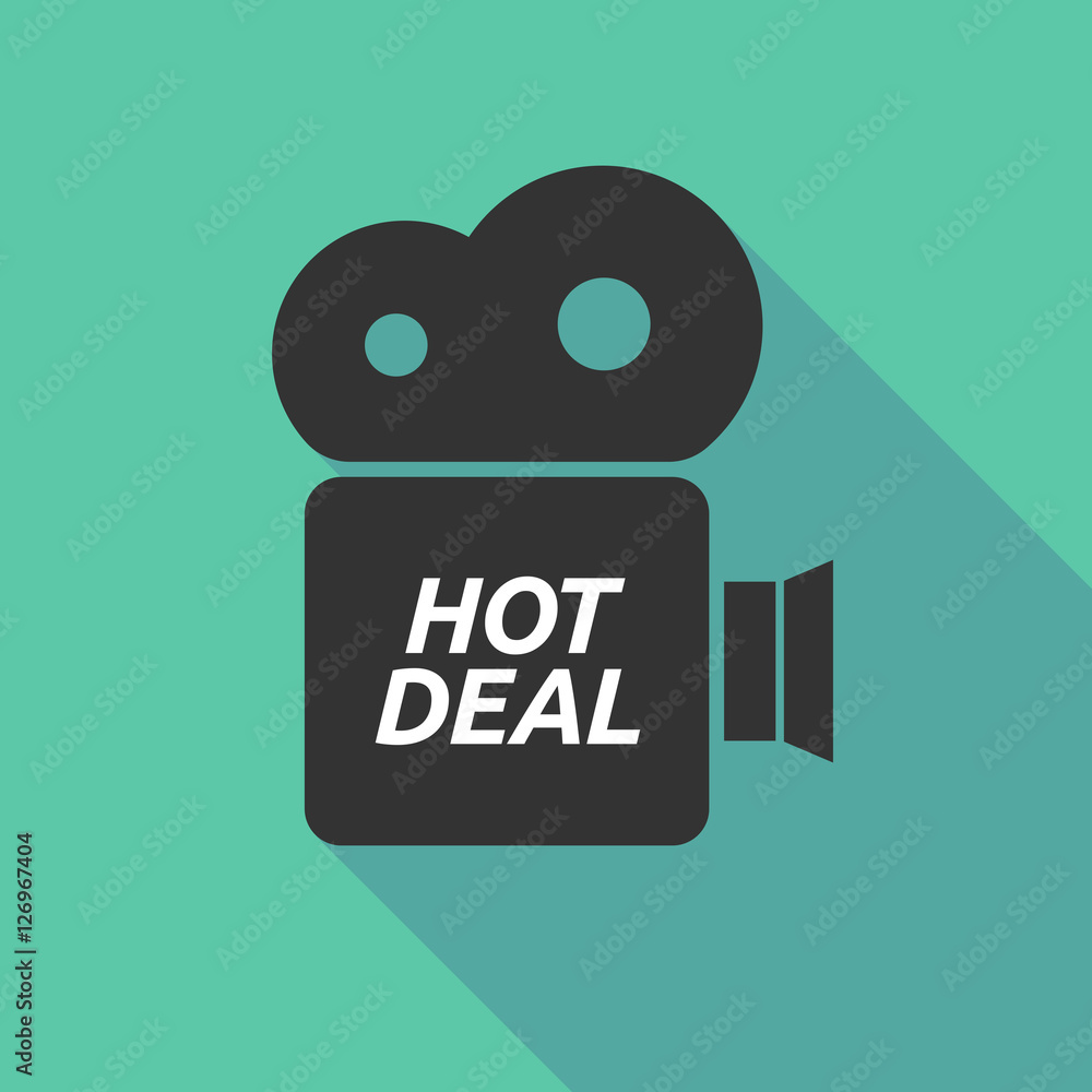 Fototapeta premium Long shadow camera icon with the text HOT DEAL