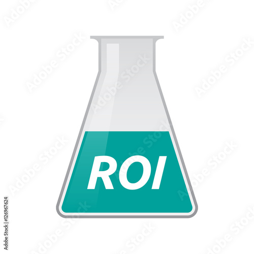 Isolated test tube with    the return of investment acronym ROI