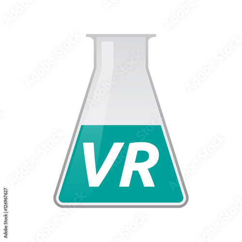 Isolated test tube with    the virtual reality acronym VR