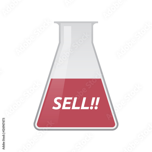 Isolated test tube with    the text SELL!!