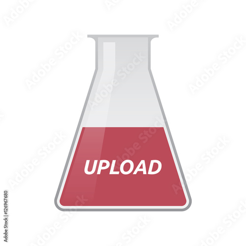 Isolated test tube with    the text UPLOAD